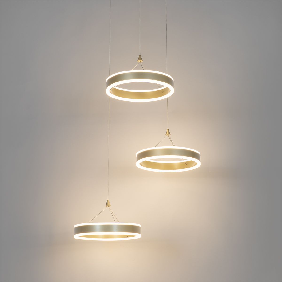 Hanglamp messing rond incl. LED 3-staps dimbaar 3-lichts - Lyani