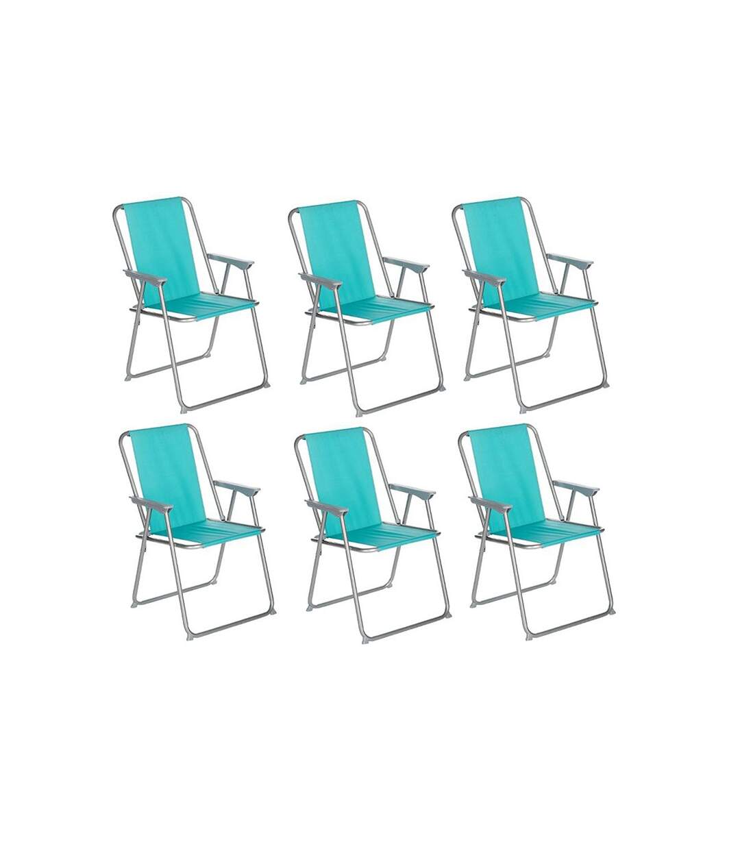 Lot de 6 Chaises de Camping Pliantes Grecia 74cm Bleu