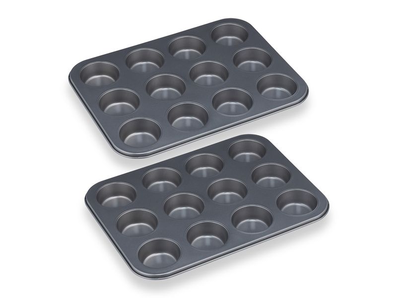 relaxdays Muffin Backform 2 x 12 Mulden Hitzebeständige Cupcake-Formen