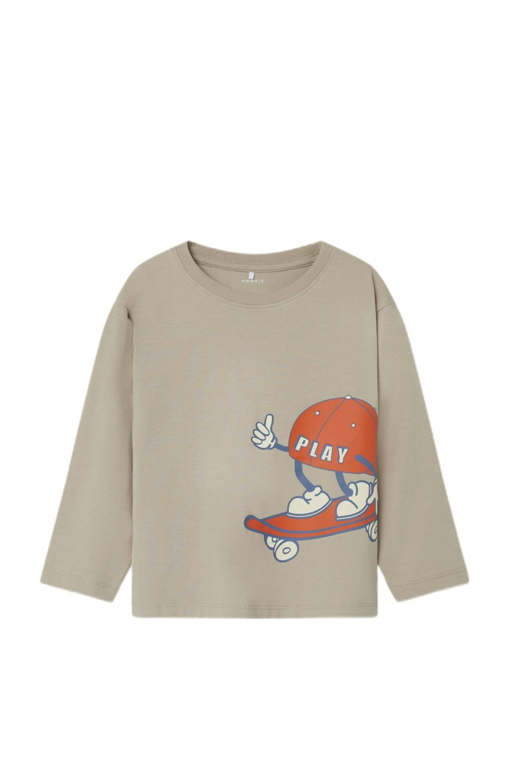 NAME IT longsleeve NMMOTIS met backprint beige