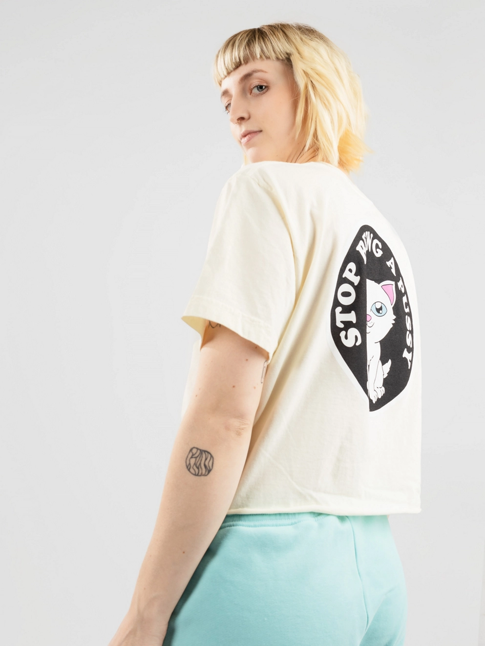 RIPNDIP Stop Being A Pussy Cropped T-Shirt natural