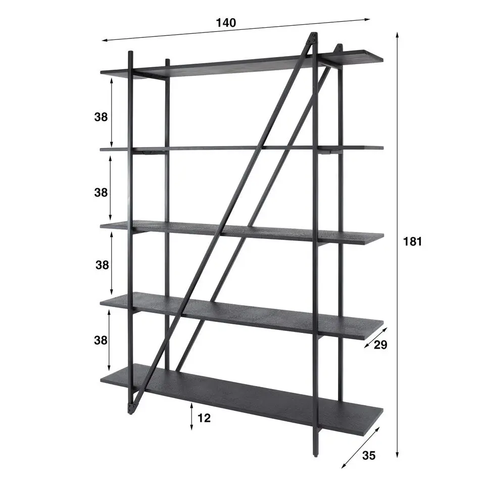 Wandrek - Metaal - 140x180cm - Zwart - Piega