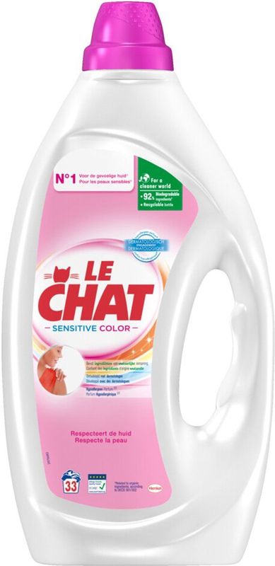 Le Chat - Vloeibaar Wasmiddel - Sensitive Color - 1,5 L - Hypoallergeen