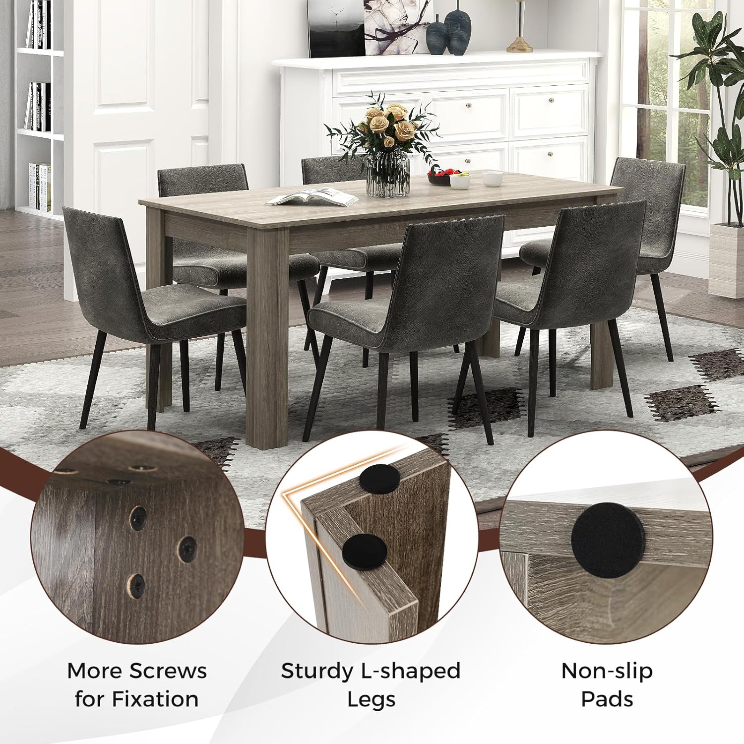 GIANTEX Esstisch für 6-8 Personen, 160 x 80 x 77 cm, Großer Holztisch Rechteckig, Küchentisch bis 150 kg tragbar, Moderner Esszimmertisch, Tisch Schreibtisch für Esszimmer Küche Büro (Eiche)