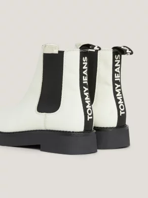 Botas Chelsea de couro com fita de logotipo repetida