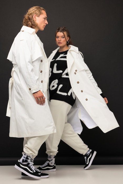 Trenchcoat, oversized, Reverskragen, doppelreihige Knopfleiste, Unisex