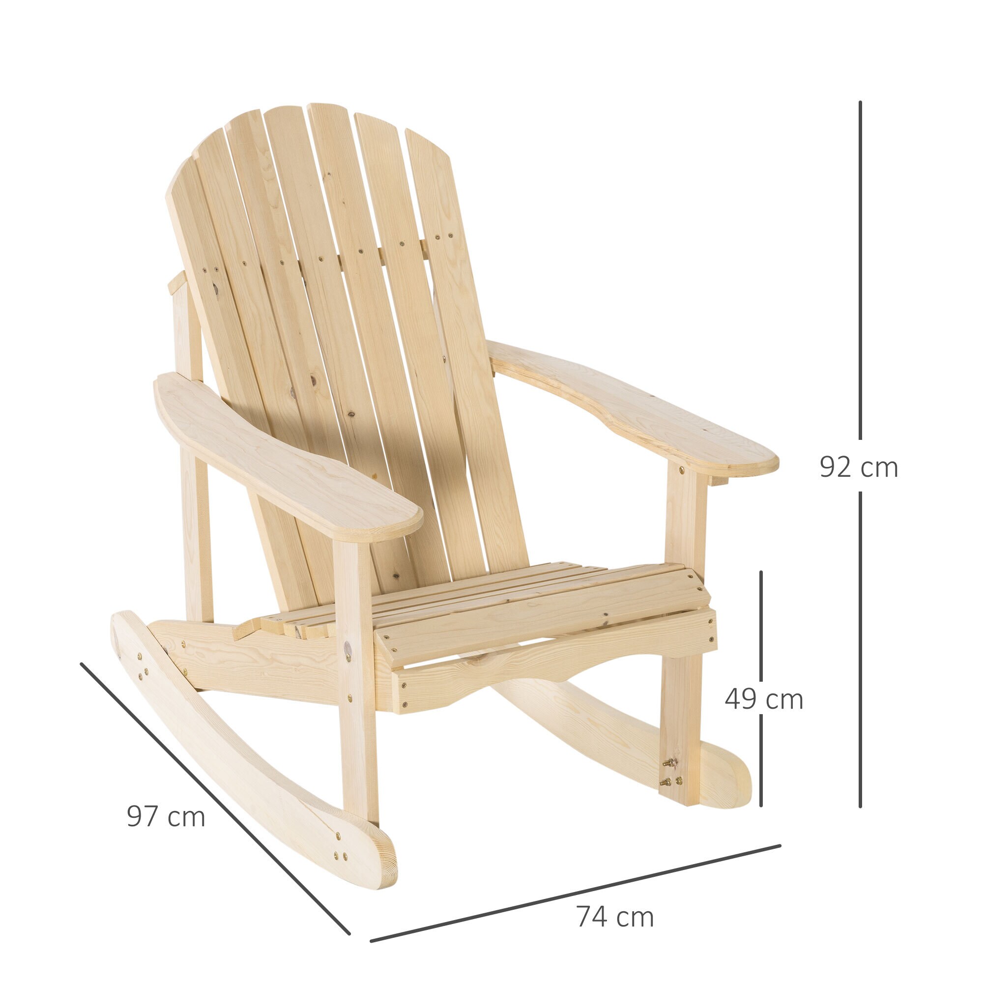 Outsunny Schaukelstuhl mit Schaukelfunktion natur 74L x 97B x 92H cm