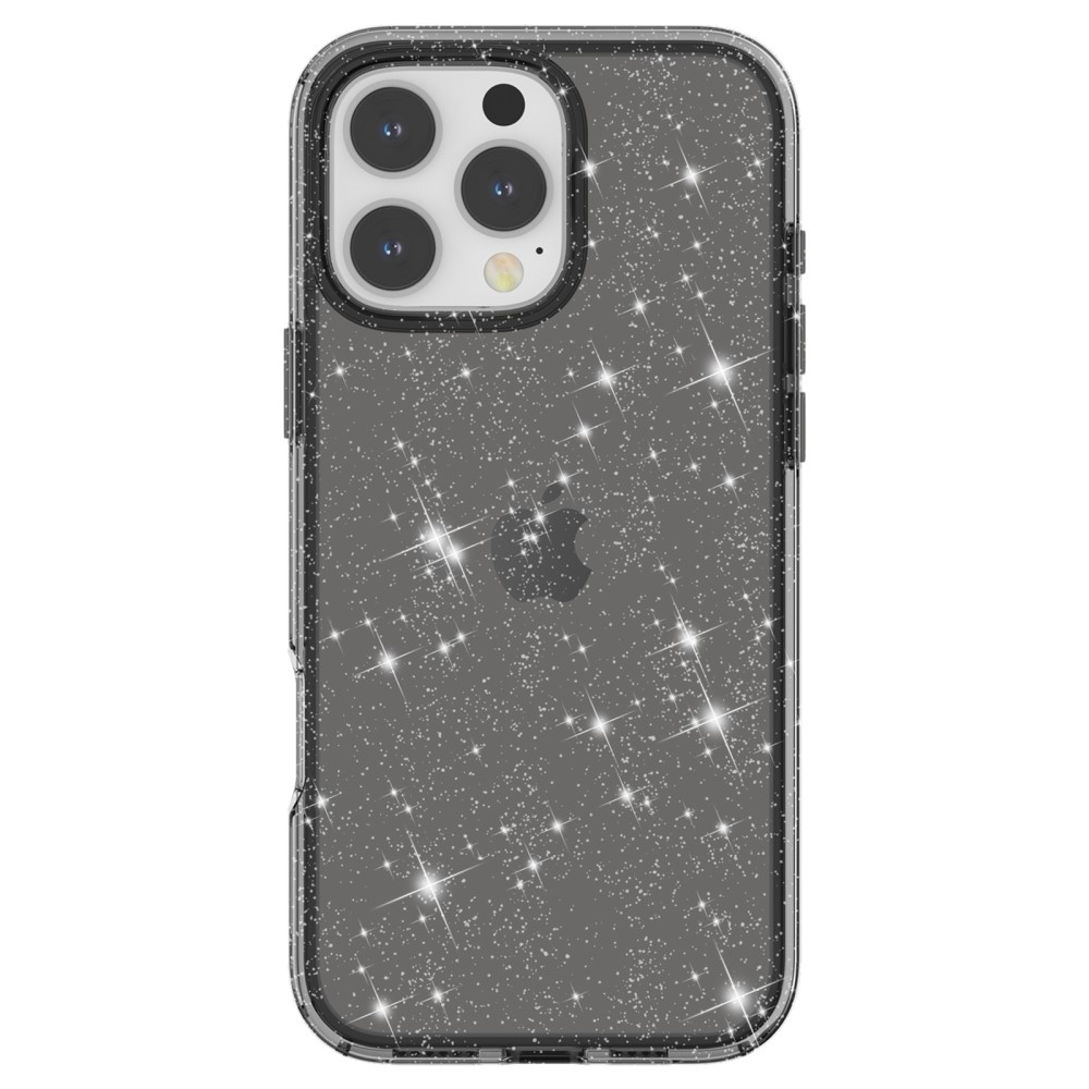 iPhone 16 Pro Max Hybrid Hardcase Schutzhülle im Glitzer Design - Schwarz / Transparent