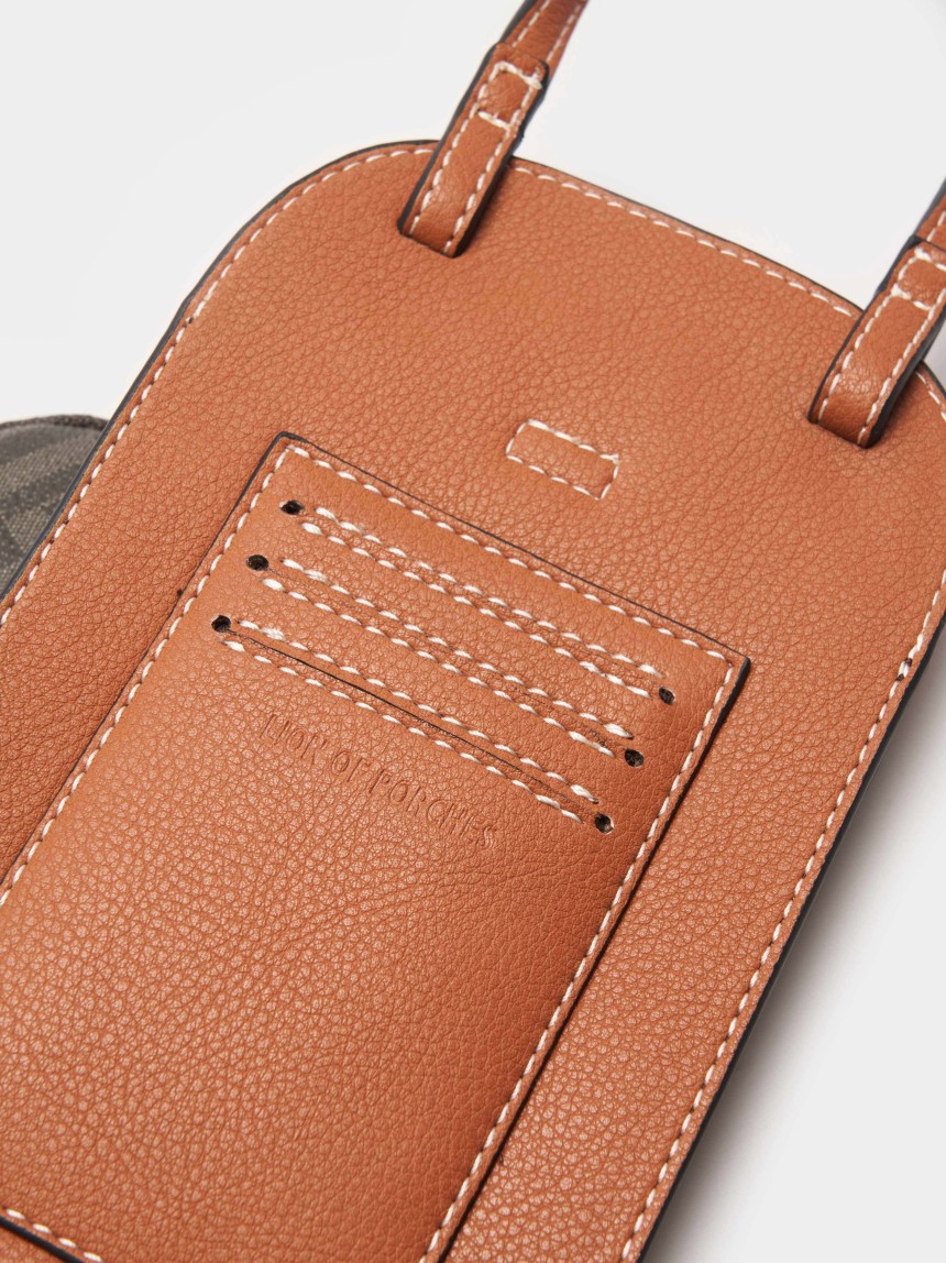 Porta-telemóveis com monograma e bolsa removível