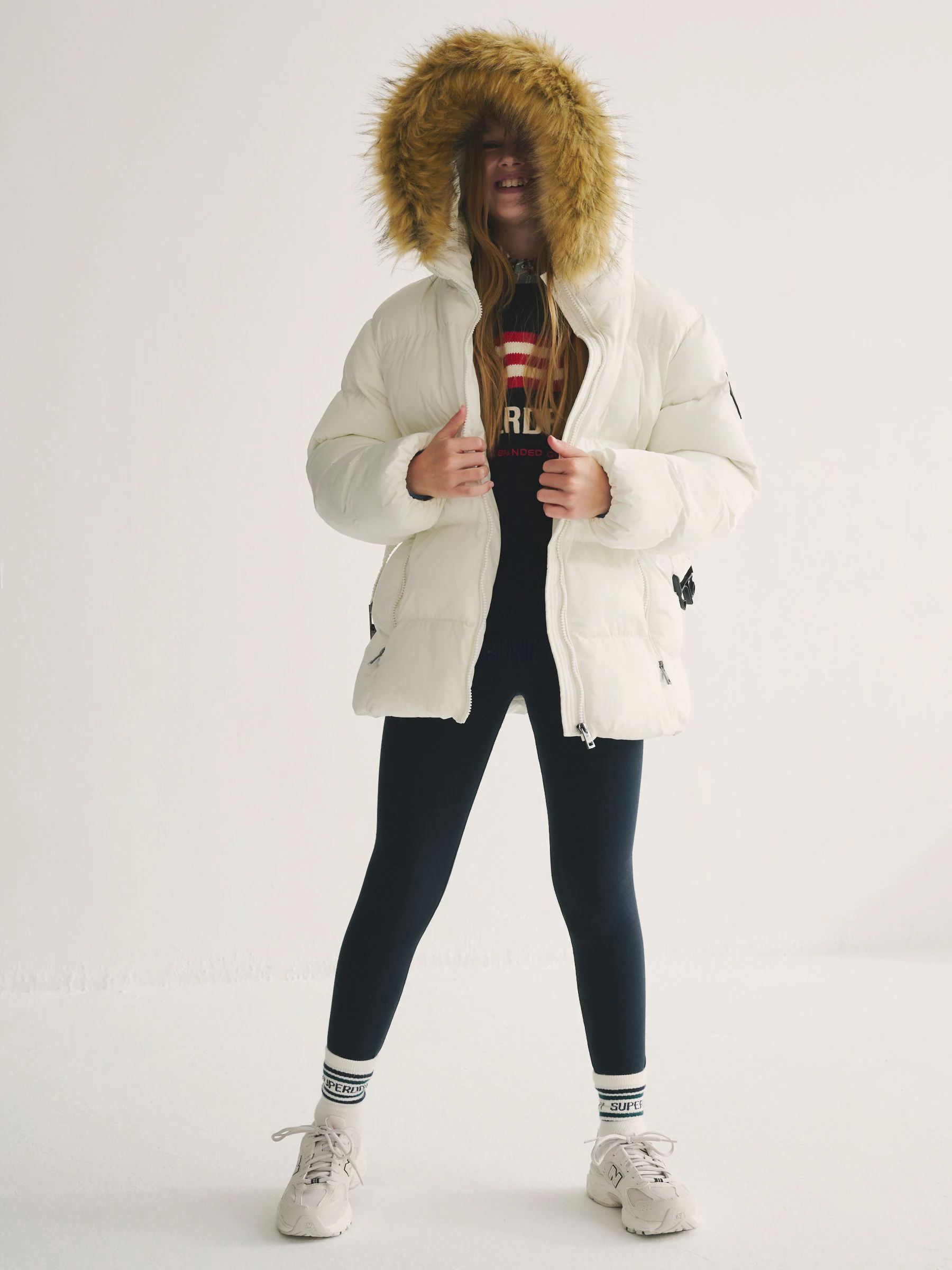 Wit - Superdry Belted Puffer Coat