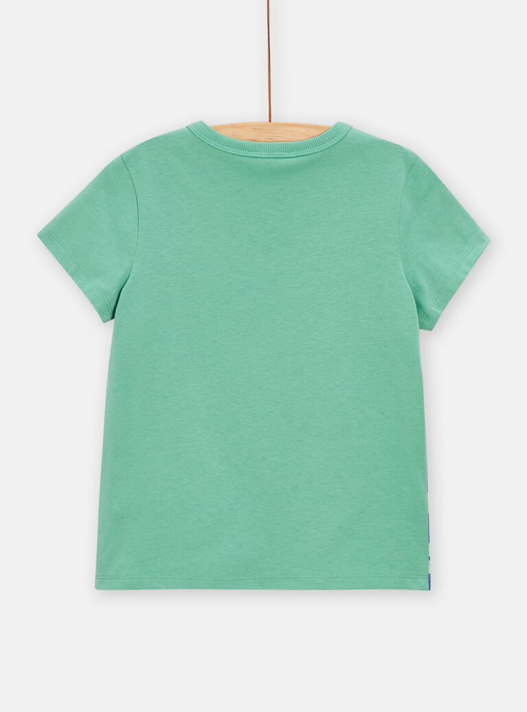 T-shirt vert animation pieuvre pour garçon