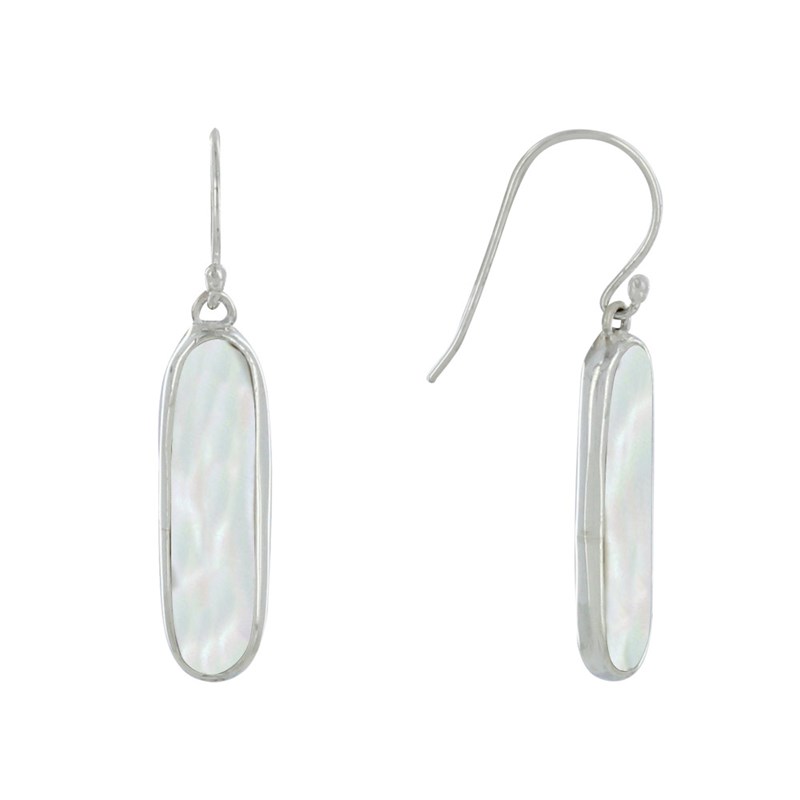 Boucles d'Oreilles Argent Rectangle Ovale de Nacre