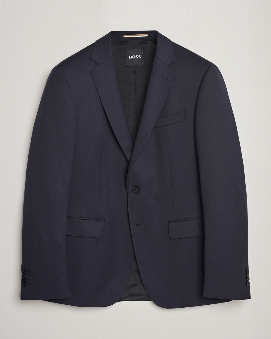 Huge Slim Fit Wool Blazer Dark Blue