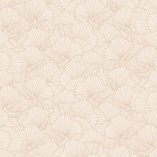 Estahome Getekende Bladeren Behang I - 0,53 x 10,05 m - Zand / Beige / Licht Terracotta
