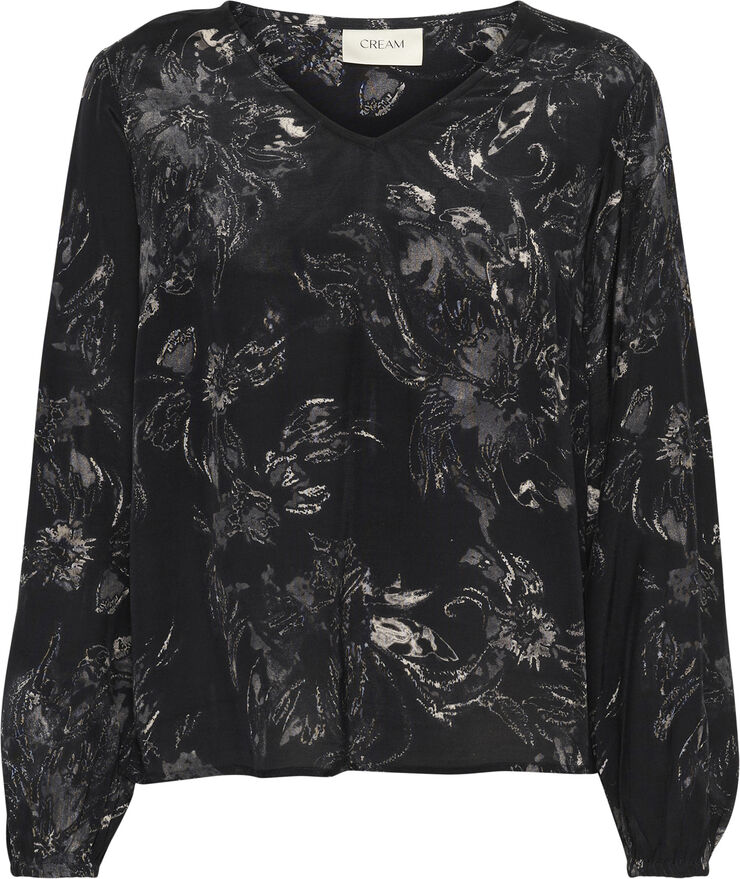 Cream CRLova V-Neck Blouse Black and white abstract flowe