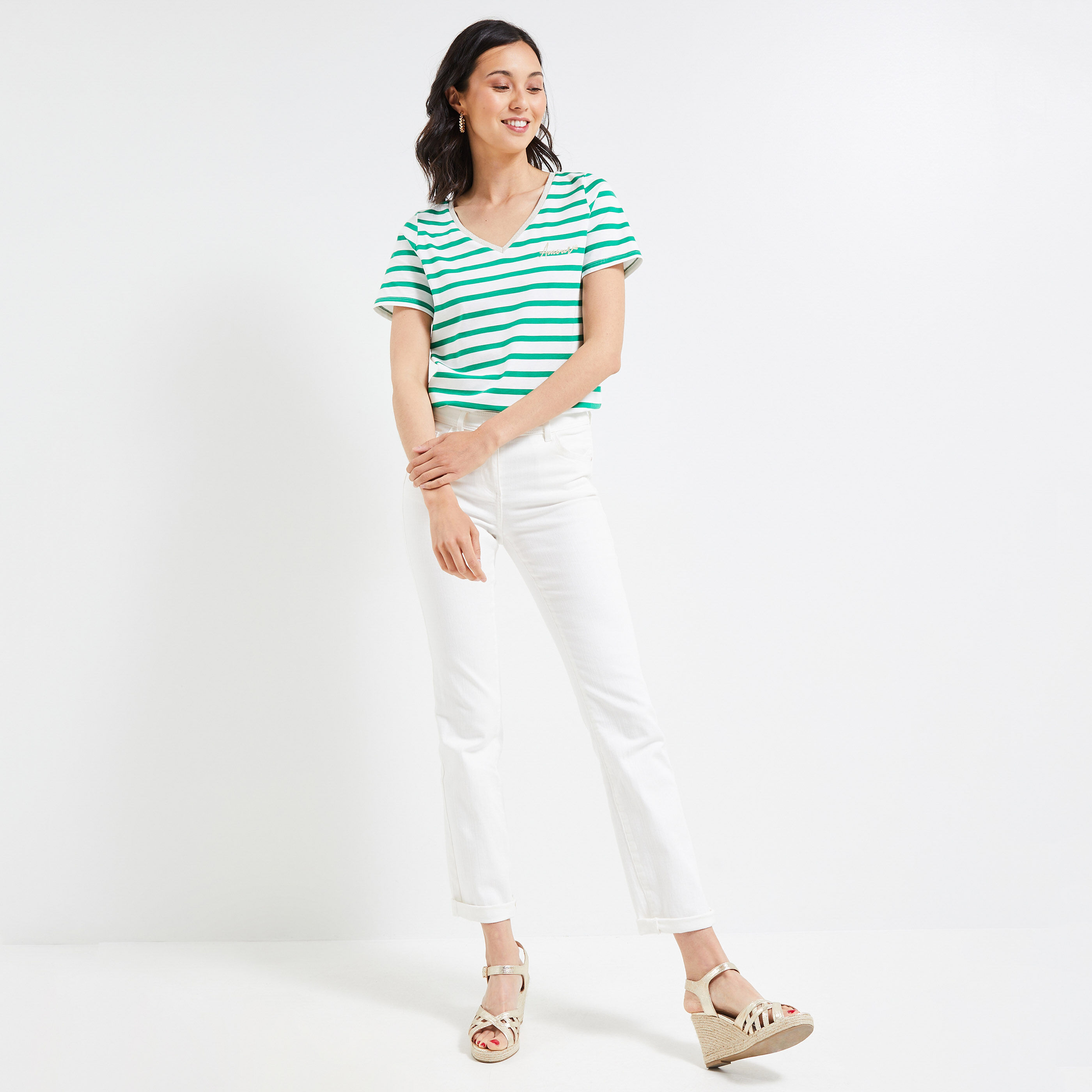 Tshirt rayé femme - VERT