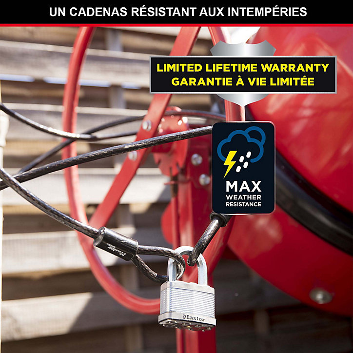 Lot de 2 cadenas à clé Master Lock Excell M5EURT acier laminé l.52 mm hauteur de l'anse 25 mm