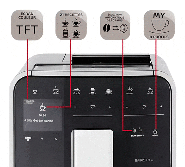 MELITTA Barista TS Smart Connectée Inox F860-100 Garantie 3 ans - Pack 4 mois d'entretien et de café Coloris:Inox