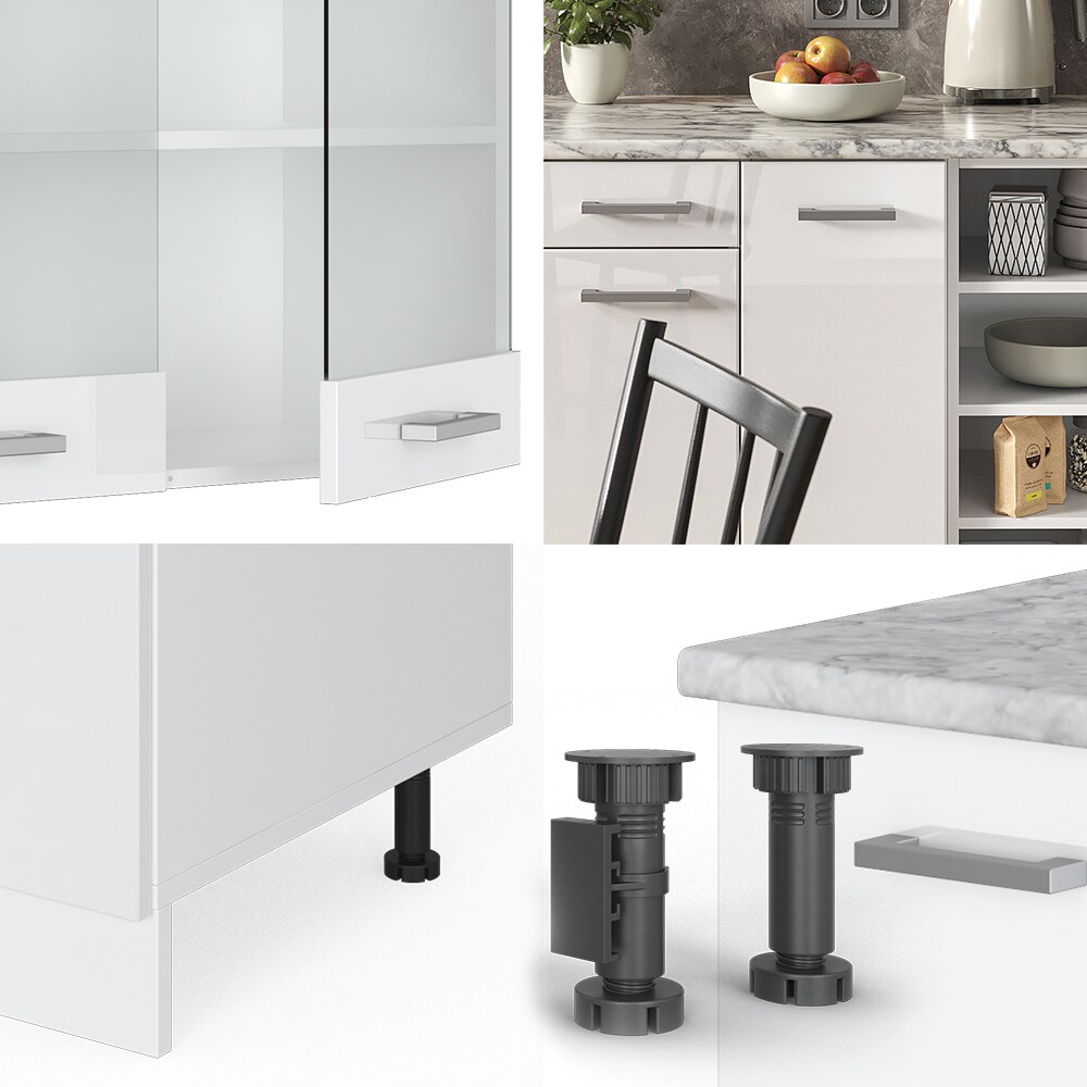 Vicco Küchenzeile Küchenblock Einbauküche R-Line 240 cm Weiß Arbeitsplatte Hochglanz