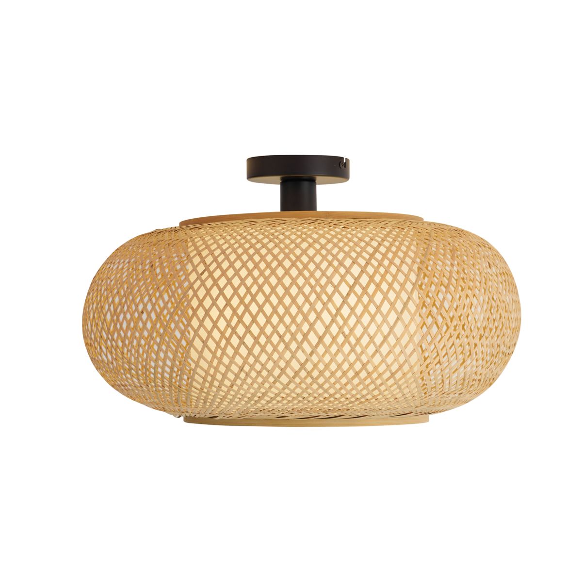 Japandi plafondlamp bamboe met witte binnenkant - Liva