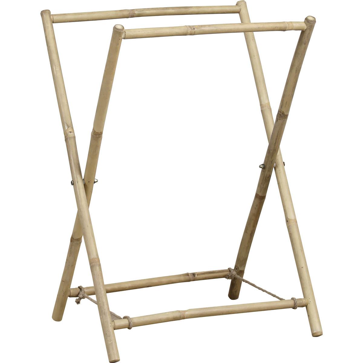 PORTE SERVIETTES EN CANNE DE BAMBOU 2 BARRES PLIABLE