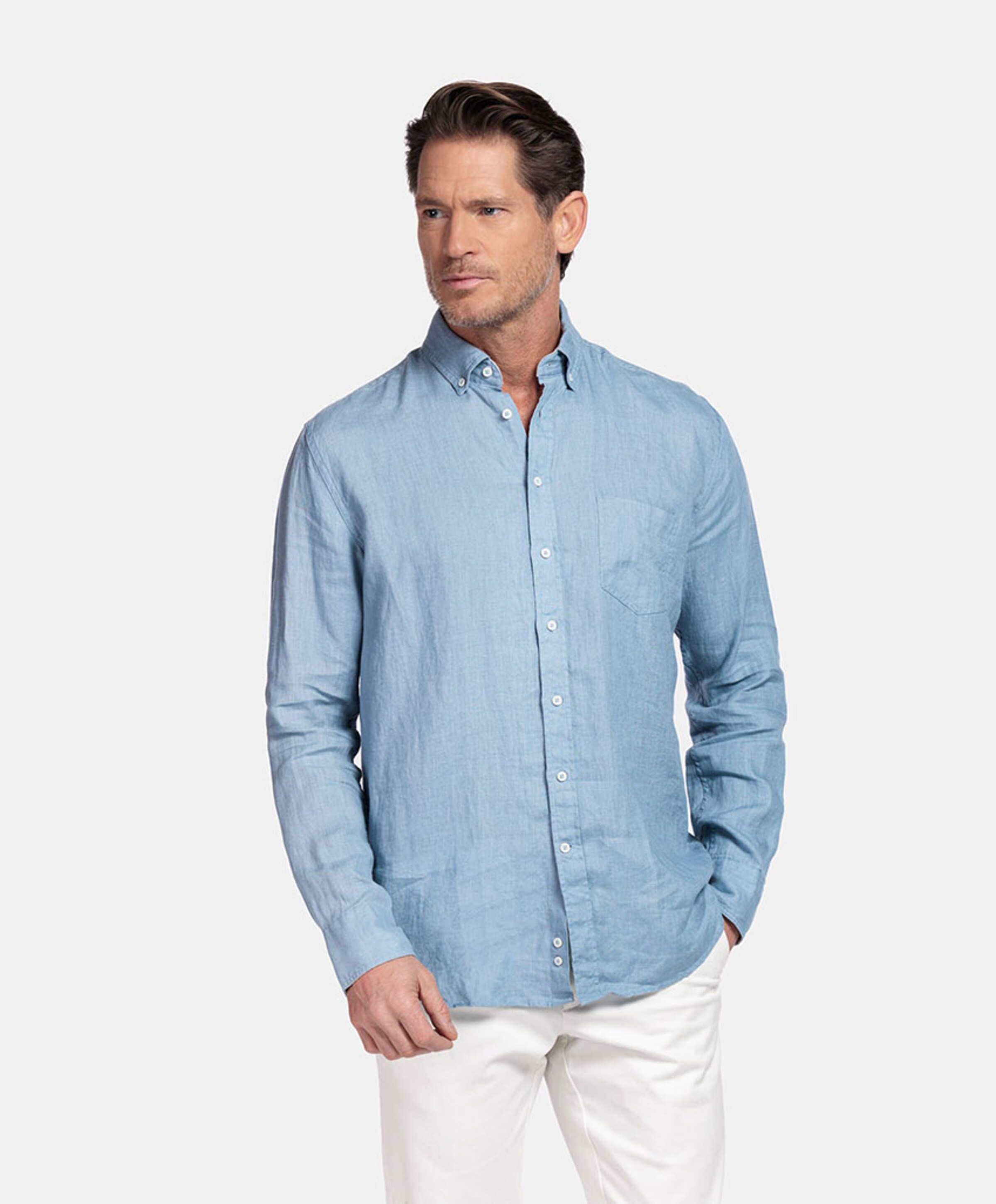 Giordano Heren overhemd lange mouw blauw