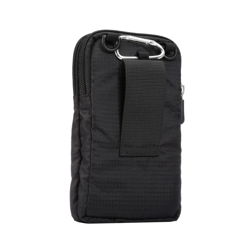(180x100x35mm) Spritzwasserfeste Universal Nylon Tasche mit Gürtelclip und Karabinerhaken - Schwarz