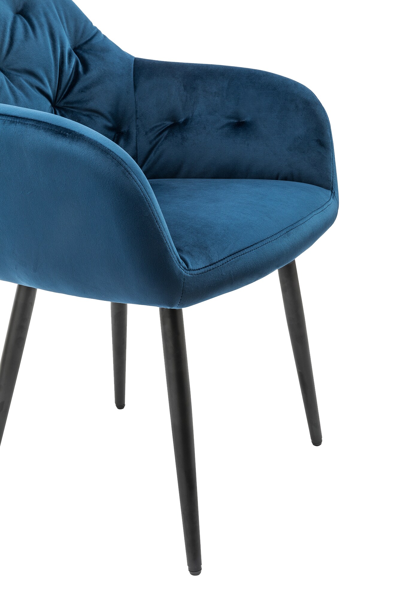 Armlehnstuhl blau Samt Esszimmerstuhl Polsterstuhl Wohnzimmer Stuhl