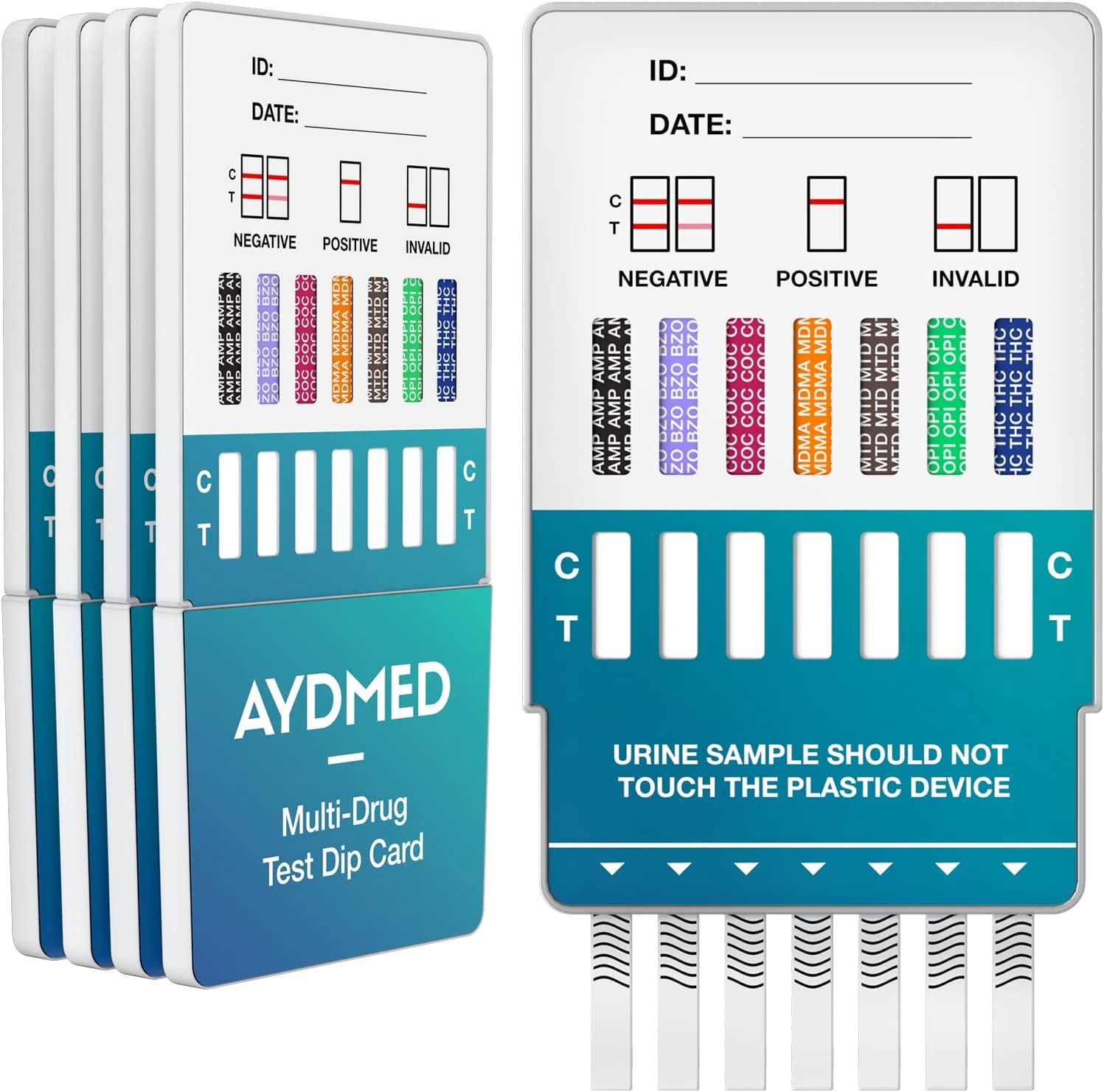 Aydmed Drogenschnelltest Dip-Karten für 7 Drogenarten | Drogentest für Urin