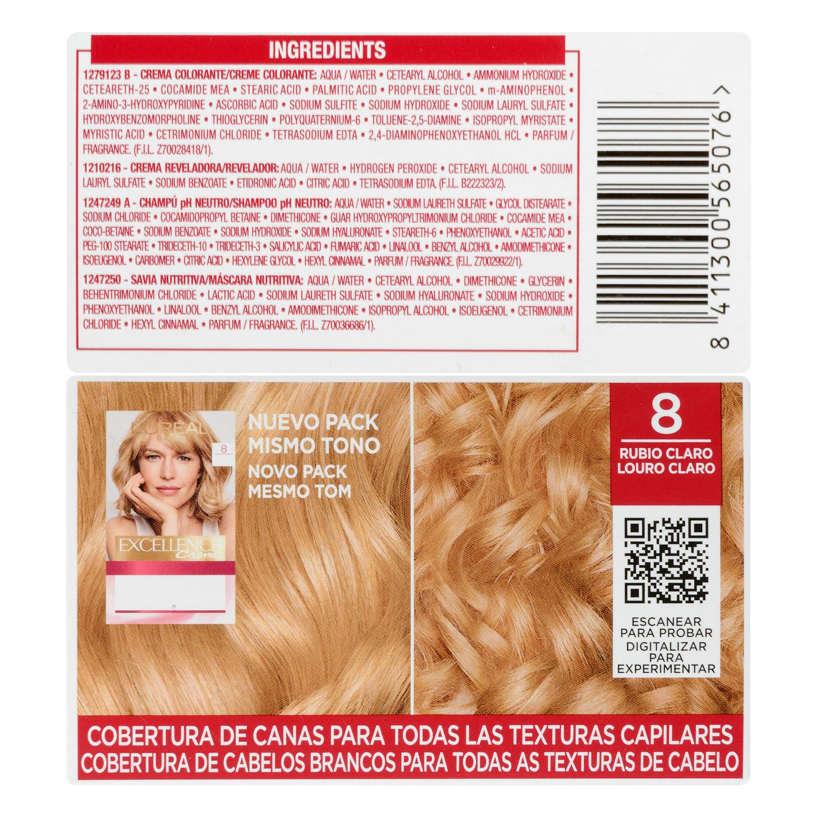 Coloration permanente 8 blond clair Excellence Crème