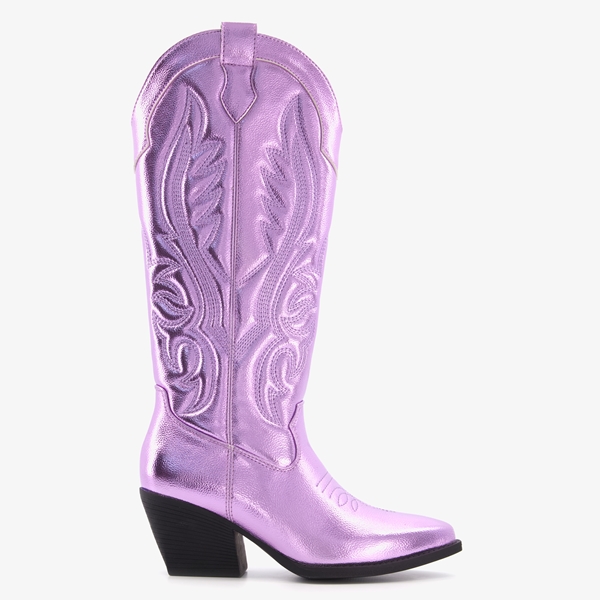 Blue Box dames western boots paars metallic
