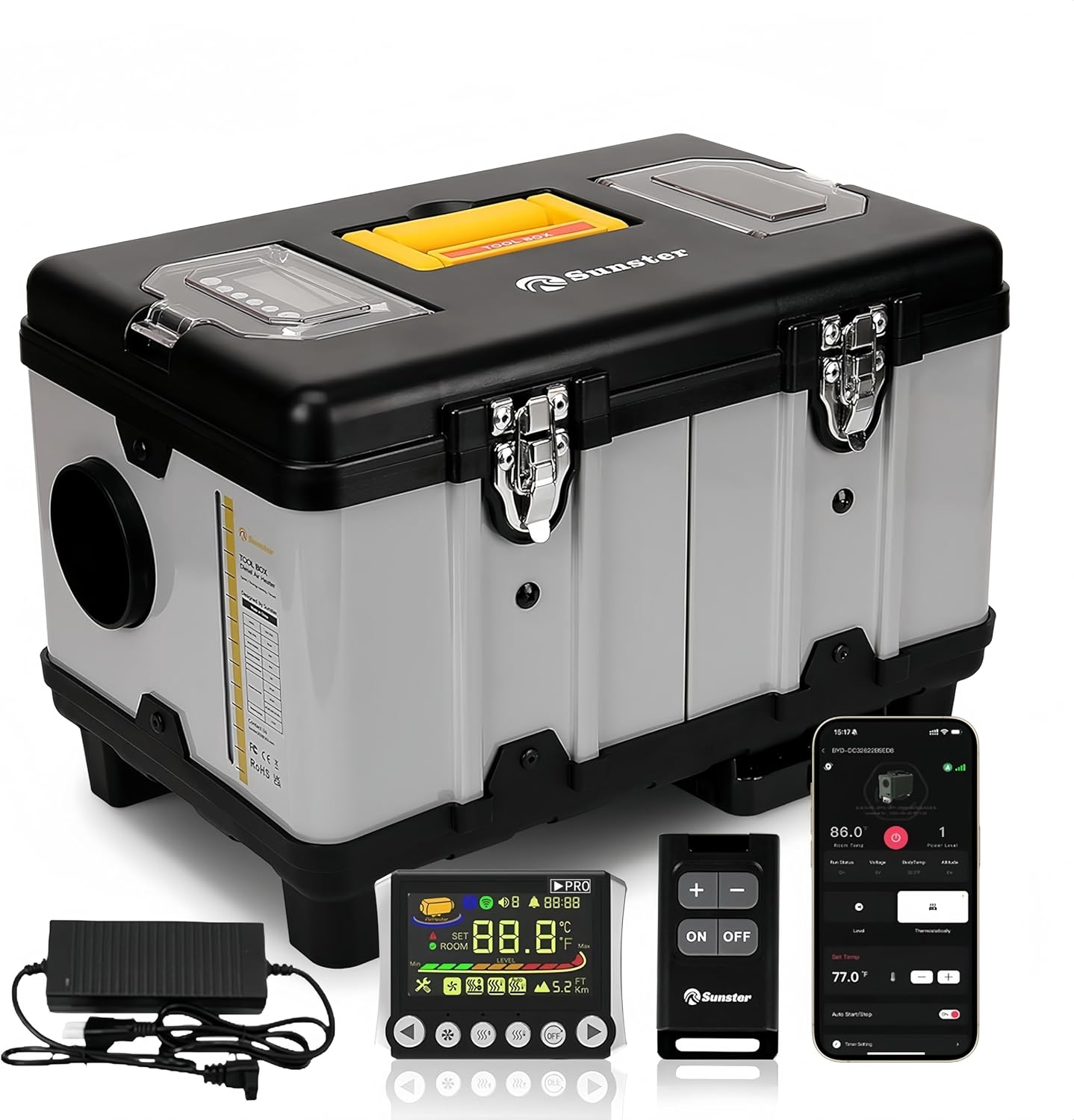 12/24V &110-240V Diesel Luftheizung, 8KW Diesel Standheizung mit 6L Tank, Bluetooth App, Automatischer Start&Stop, Lüftungsmodus, Dieselheizung für LKW, Transporter