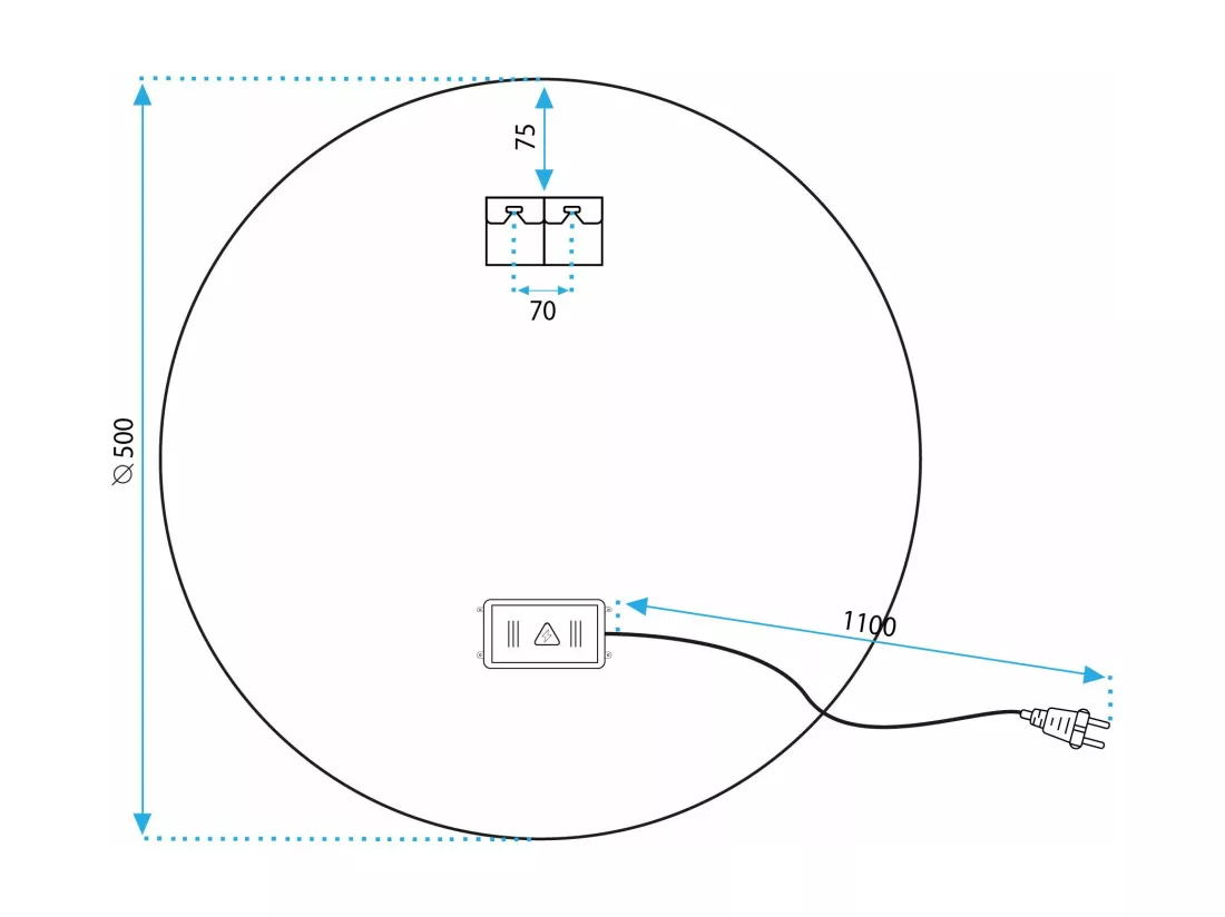 Miroir LED rond REA 50cm avec éclairage et fonction chauffage
