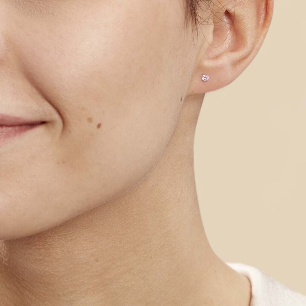 Boucles D'oreilles Puces Eddie Or Blanc Oxyde De Zirconium