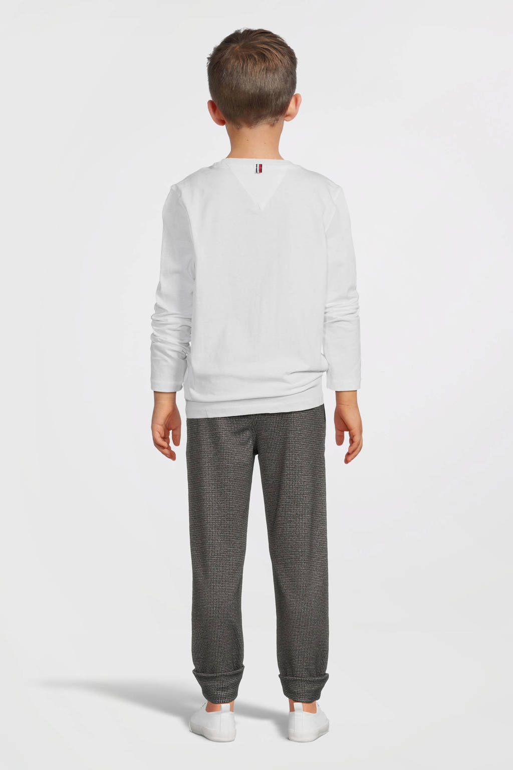NAME IT geruite slim fit broek NKMSILAS grijsbruin