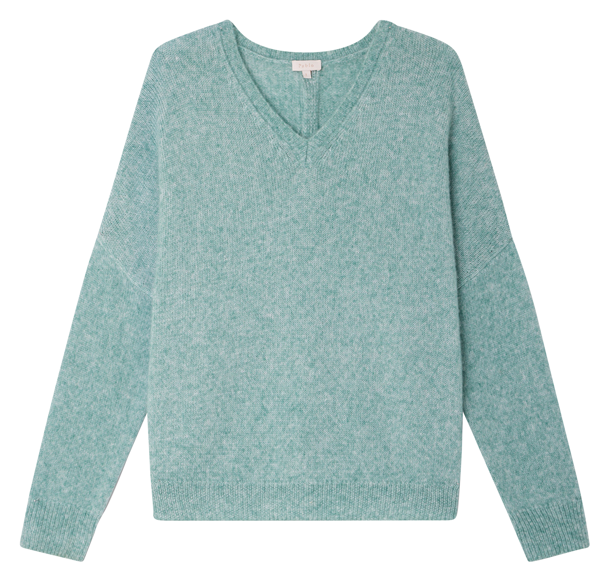 JOURNA - Pull col V en laine mélangée | Vert