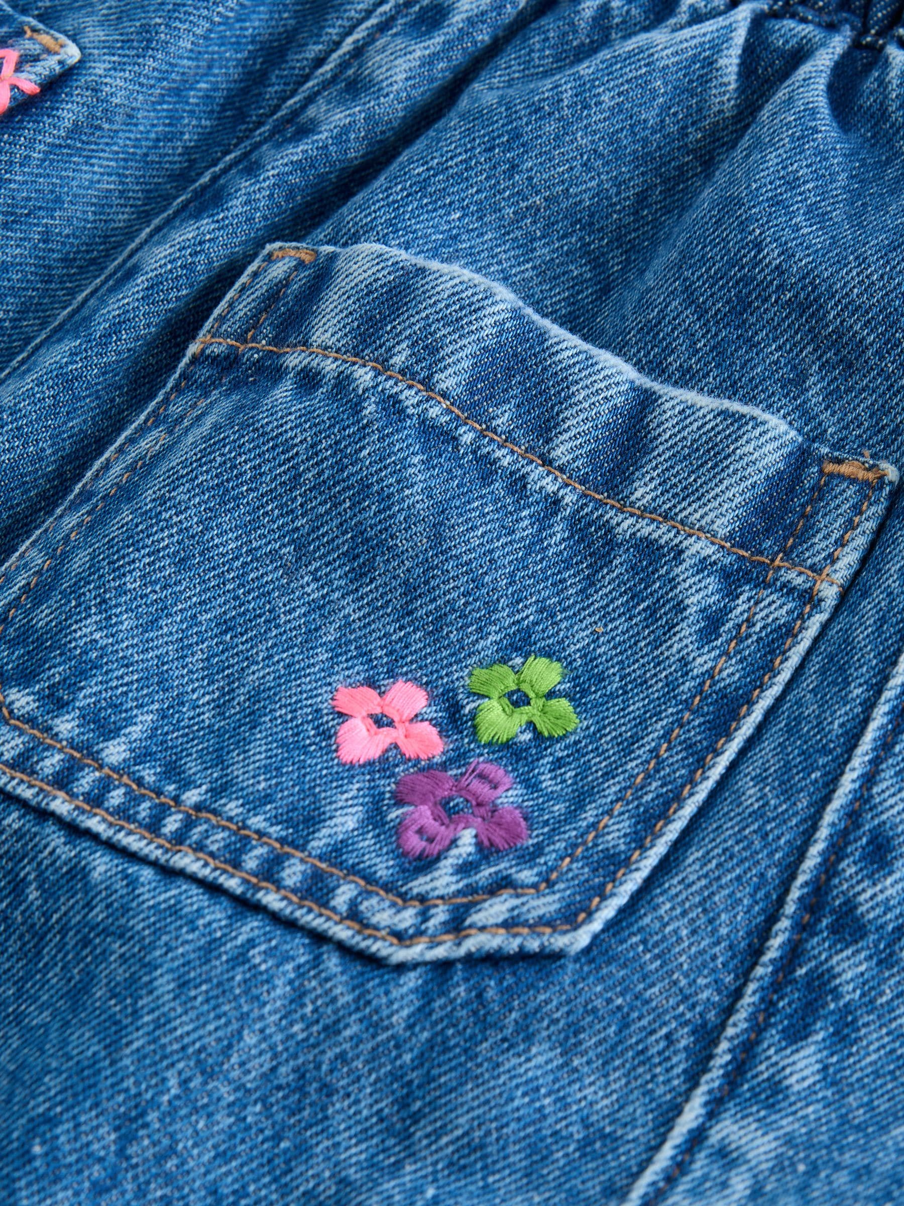 Donkerblauw - Embroidered Pull On Barrel Jeans (3-16yrs)