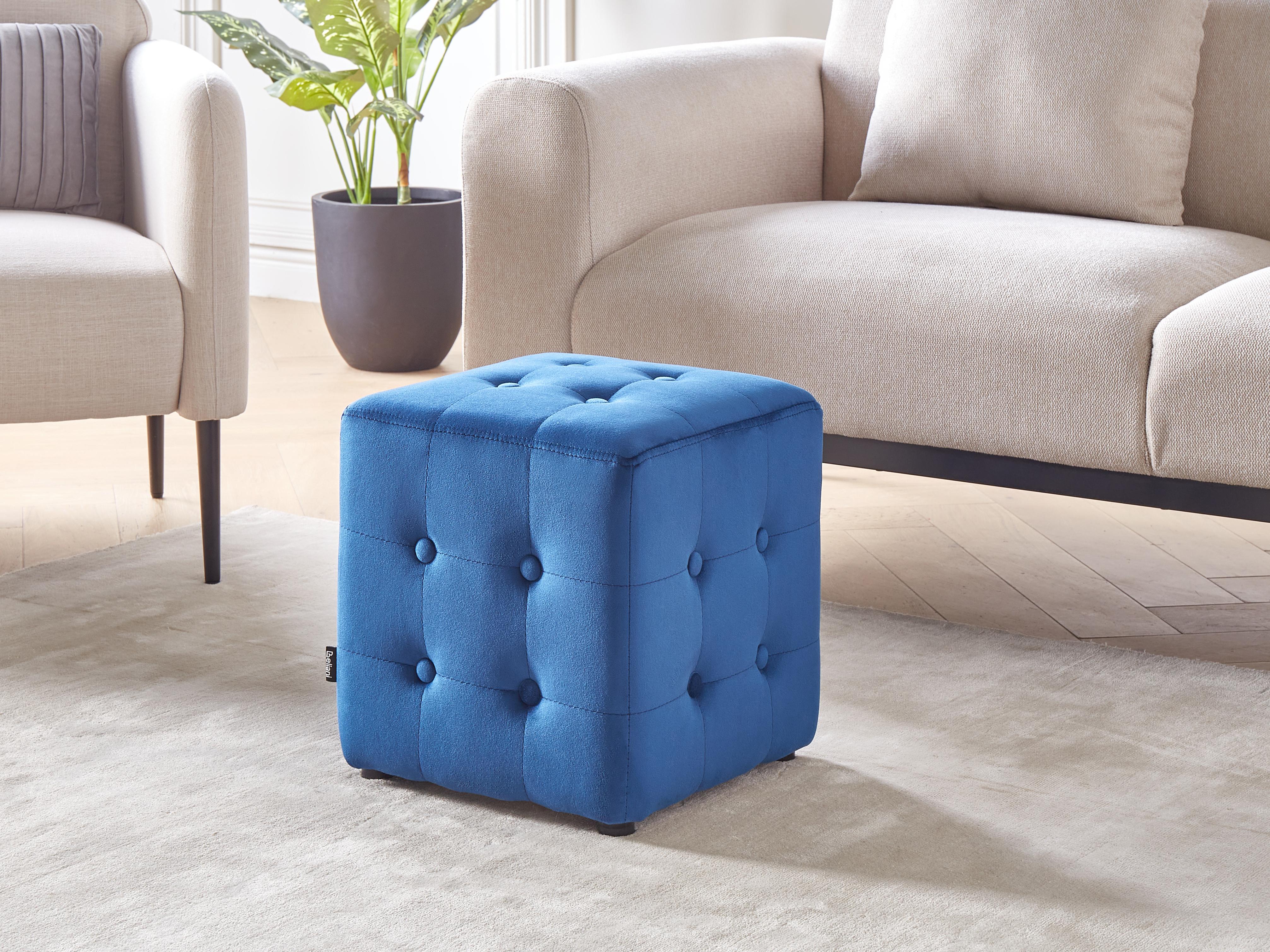 Poef WISCONSIN Fluweel Blauw