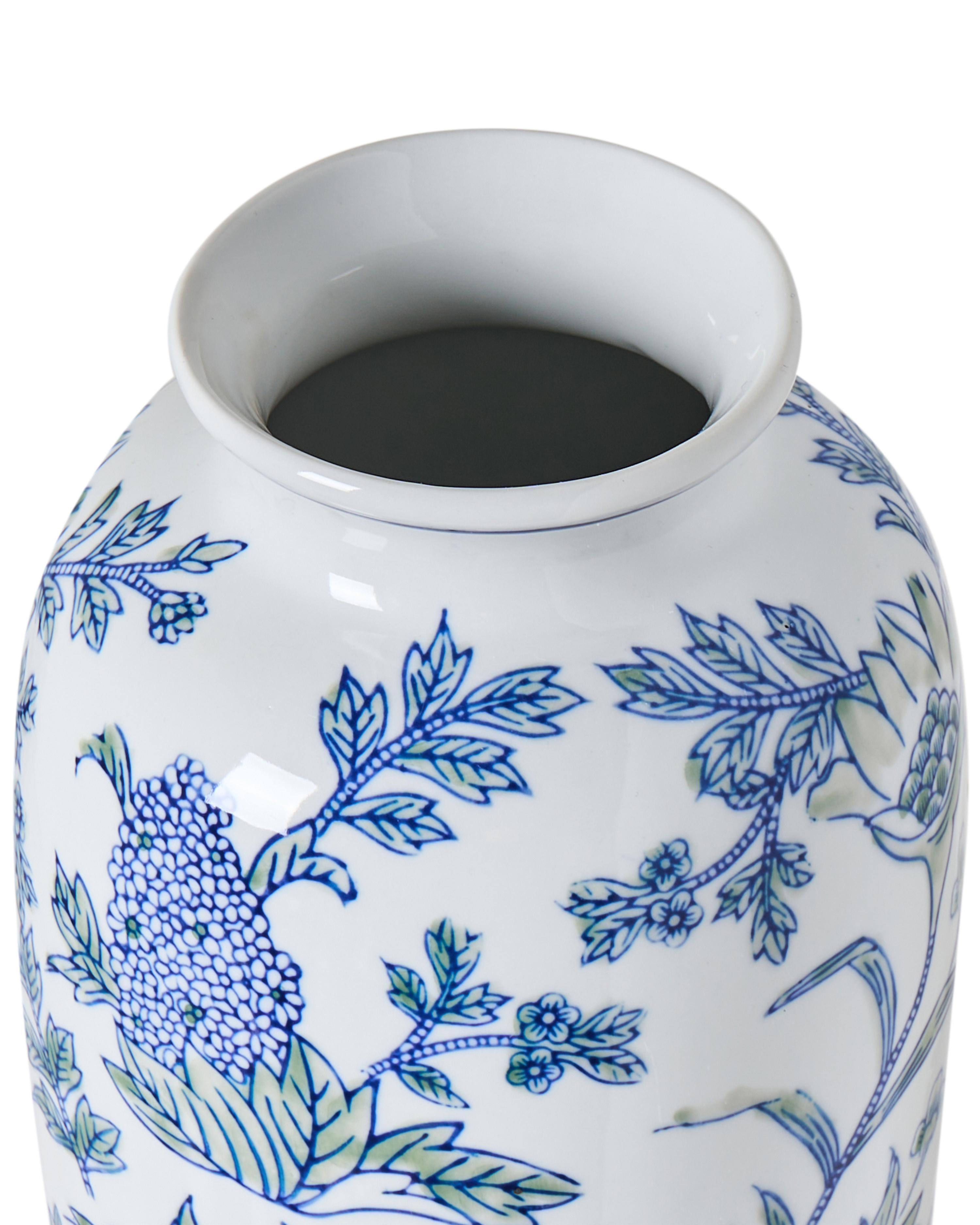 Bloemenvaas GUADIX Porselein 35 cm Wit/blauw
