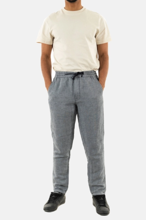 Pantalons superdry drawstring linen q92 dark navy/optic