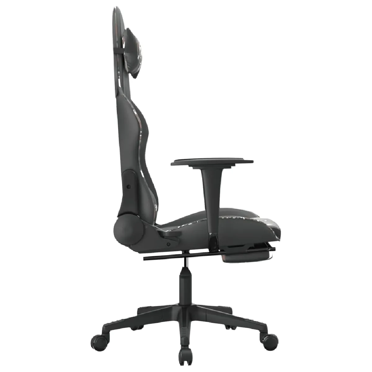 vidaXL Chaise de jeu avec repose-pied - Noir et Camouflage