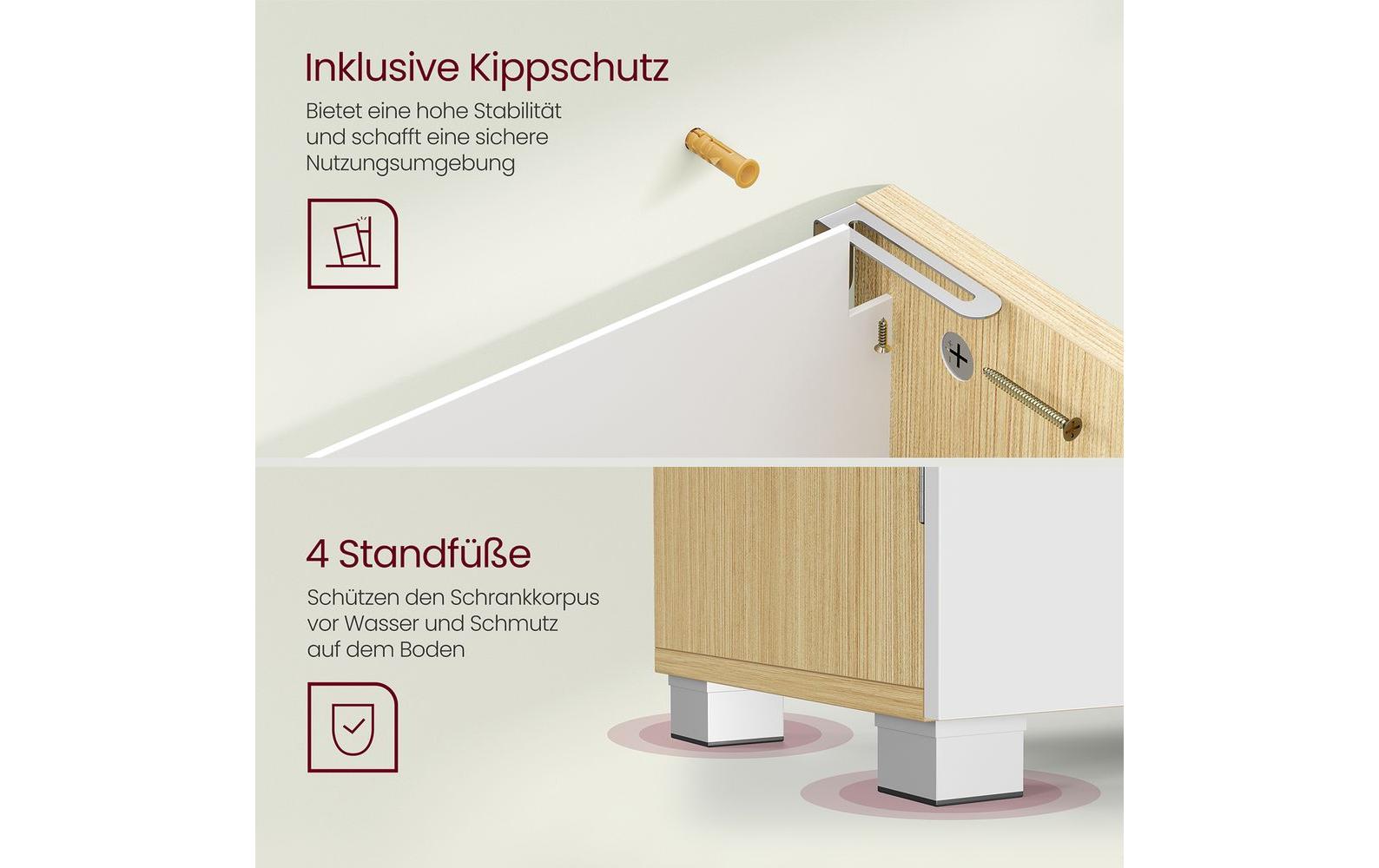 Waschbeckenunterschrank 64 x 70 cm, Braun/WeissBadezimmerregal