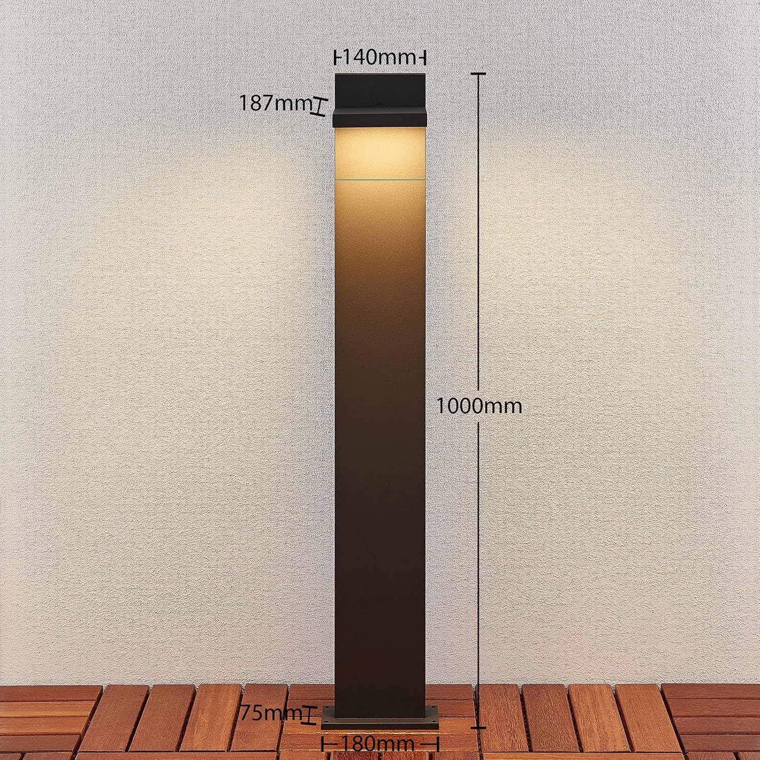 Lucande LED Außenleuchte Silvan (Modern) in Schwarz aus Aluminium (1 flammig,) - Wegeleuchte Pollerleuchte Wegelampe Sockelleuchte