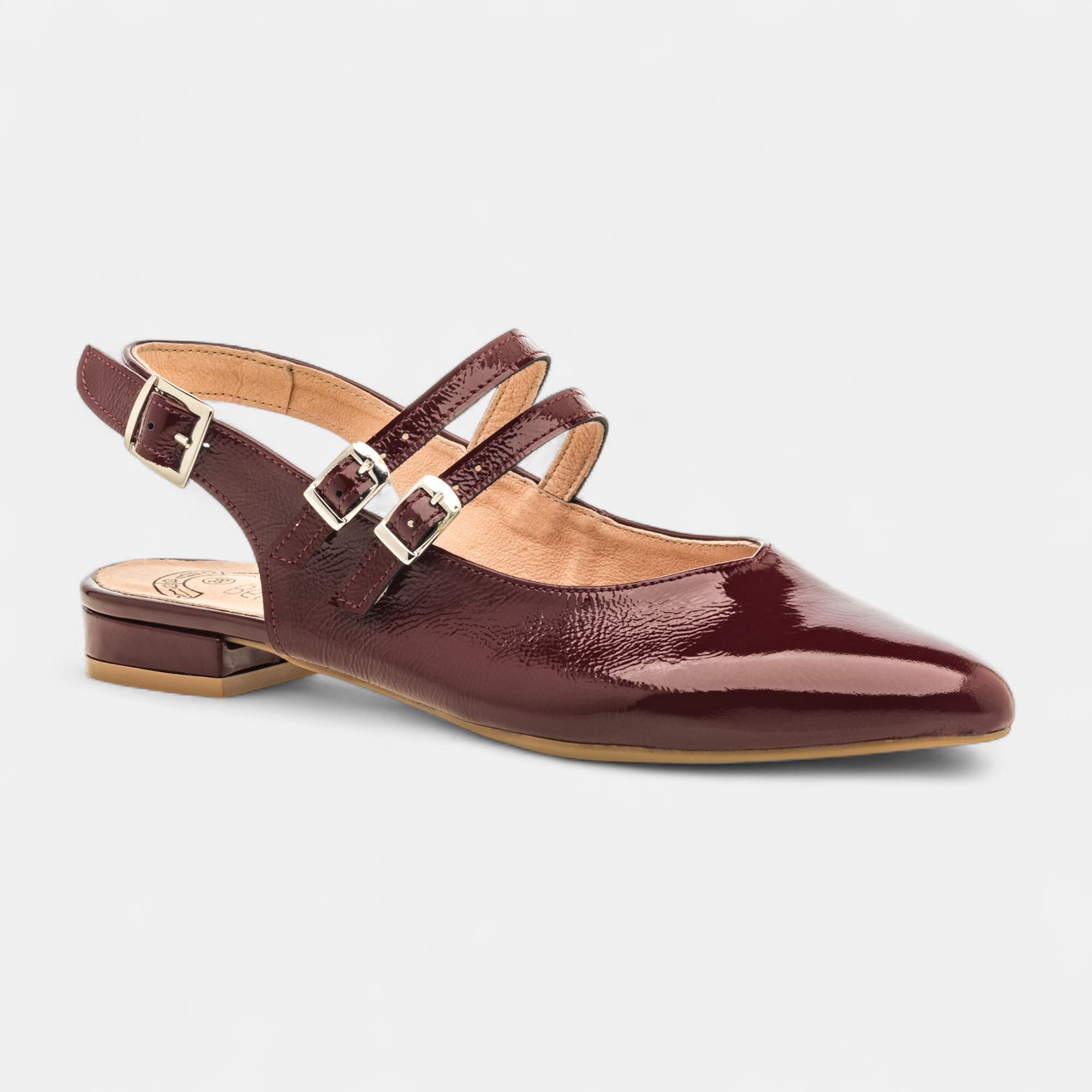 Escarpins avec bride arrière Femme en cuir bordeaux