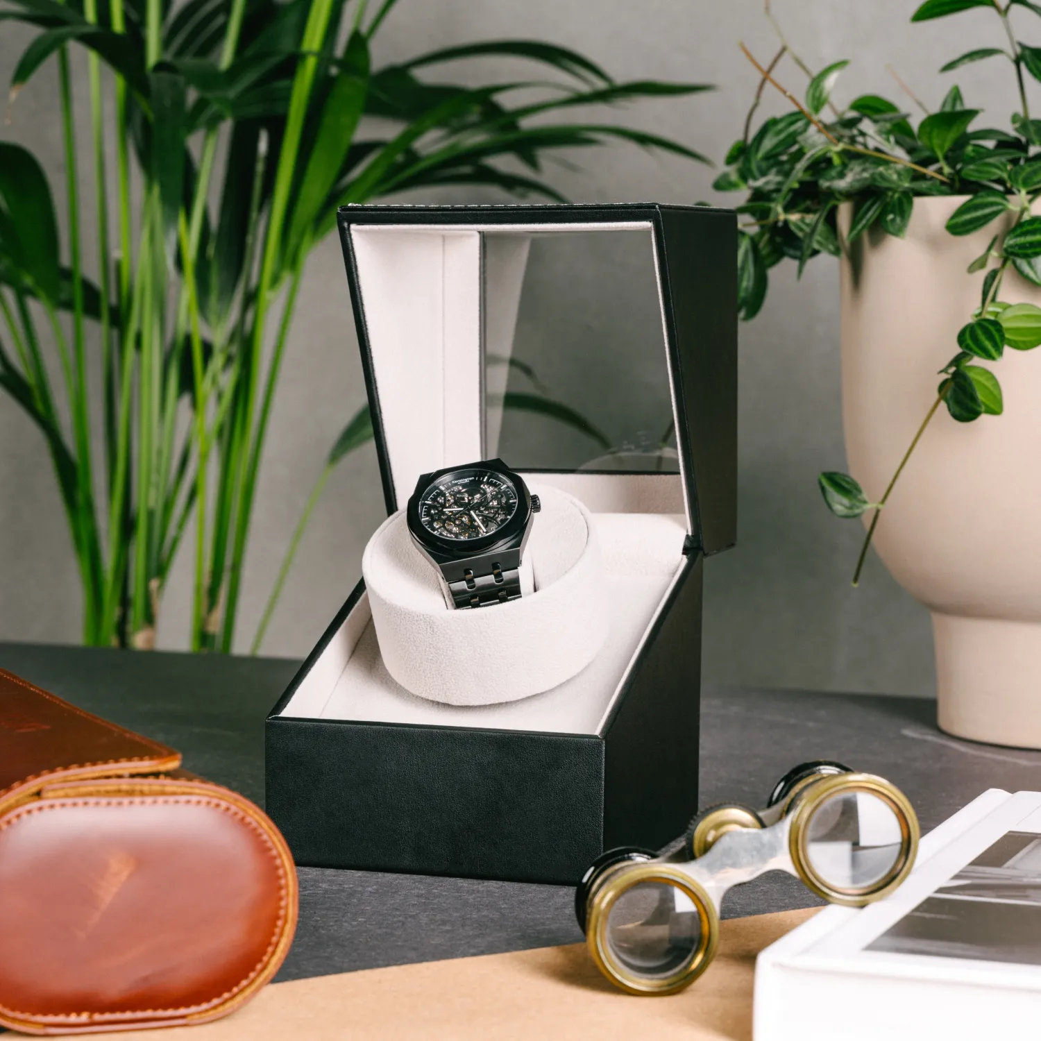 Mulhouse Watch Winder 1 ur Sort Læder KXD0539