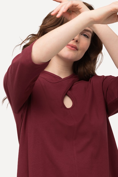 Shirt, Zierbänder, Rundhals, 3/4-Arm, Biobaumwolle