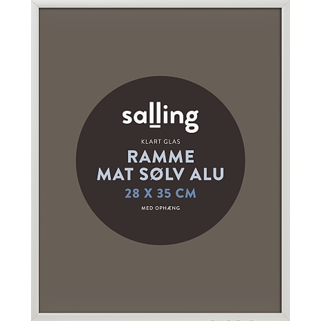 Mat sølv ramme m. glas - 28x35 cm