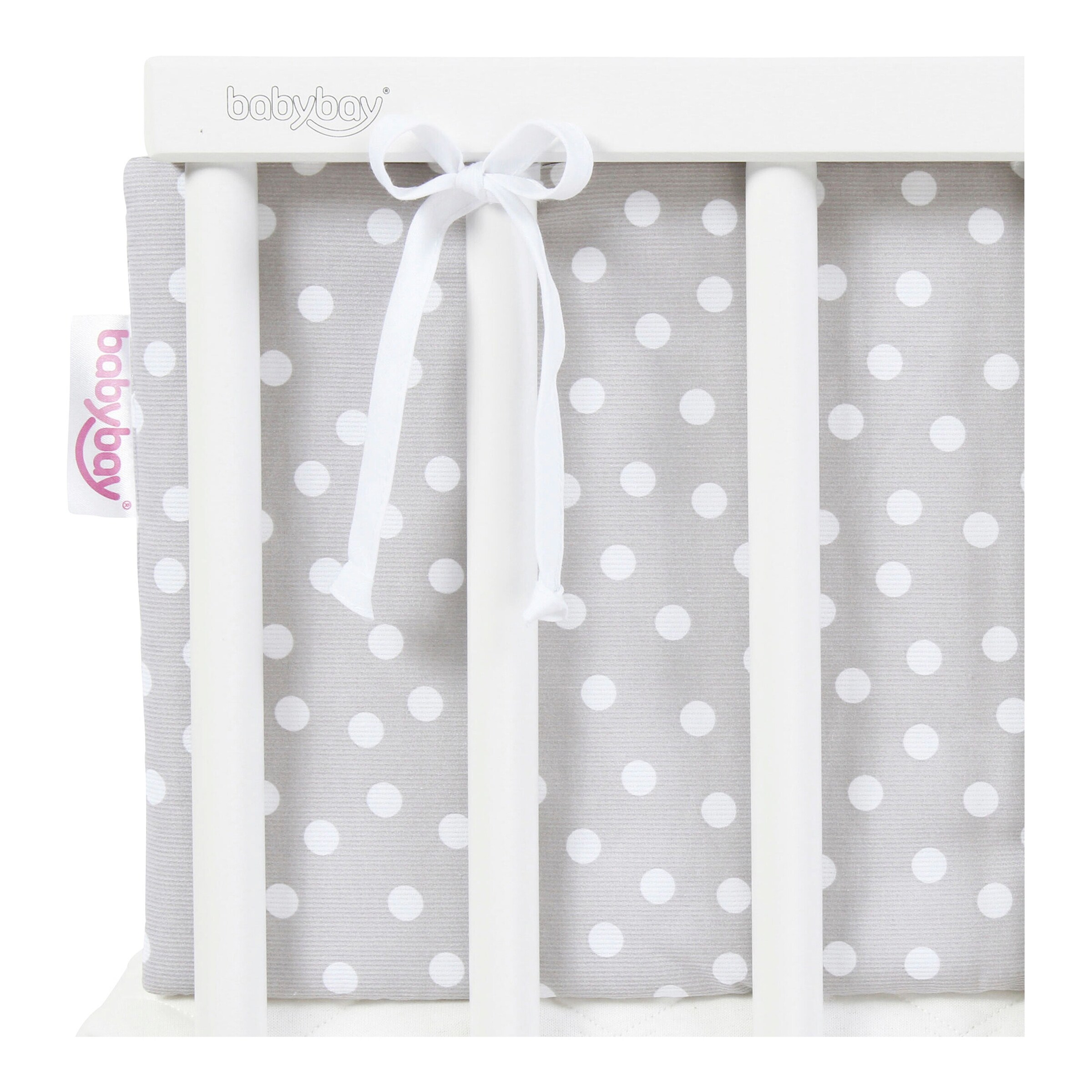 babybay® Nestchen Piqué für Beistellbett Boxspring XXL perlgrau / Punkte weiß