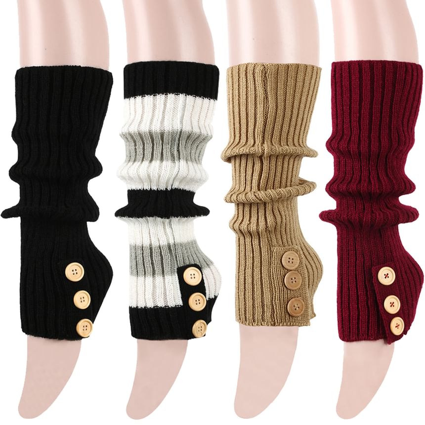Luminarie - Geribbelde beenwarmers met knoopjes