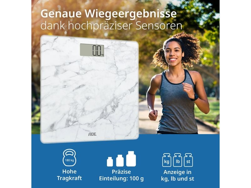 ADE Personenwaage Amina Marmor Weiss Digitale Körperwaage in modernem Design